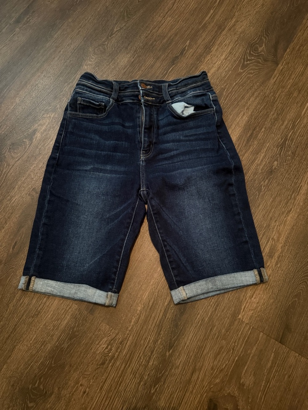 KanCan Kurvy Ultra High Rise Dark Blue Denim Shorts